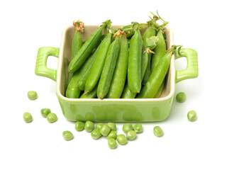 Fresh peas isolated on white background