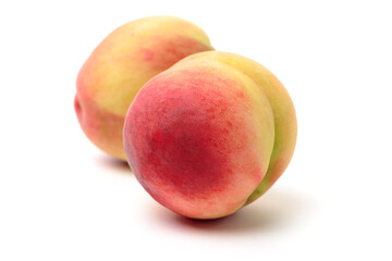 ripe peach on white background 