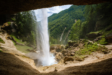 Fototapeta na wymiar Beautiful Pericnik waterfall in Triglav National Park in Slovenia