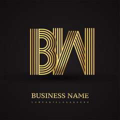 Letter BW linked logo design. Elegant golden colored symbol for your business or company identity.