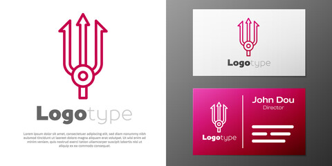 Logotype line Neptune Trident icon isolated on white background. Logo design template element. Vector.