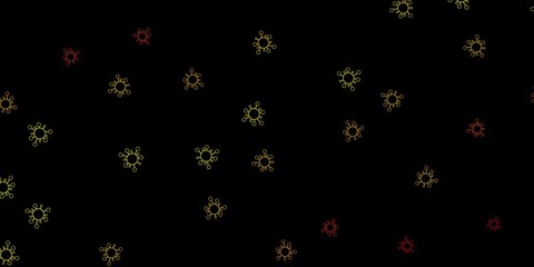 Dark orange vector backdrop with virus symbols.