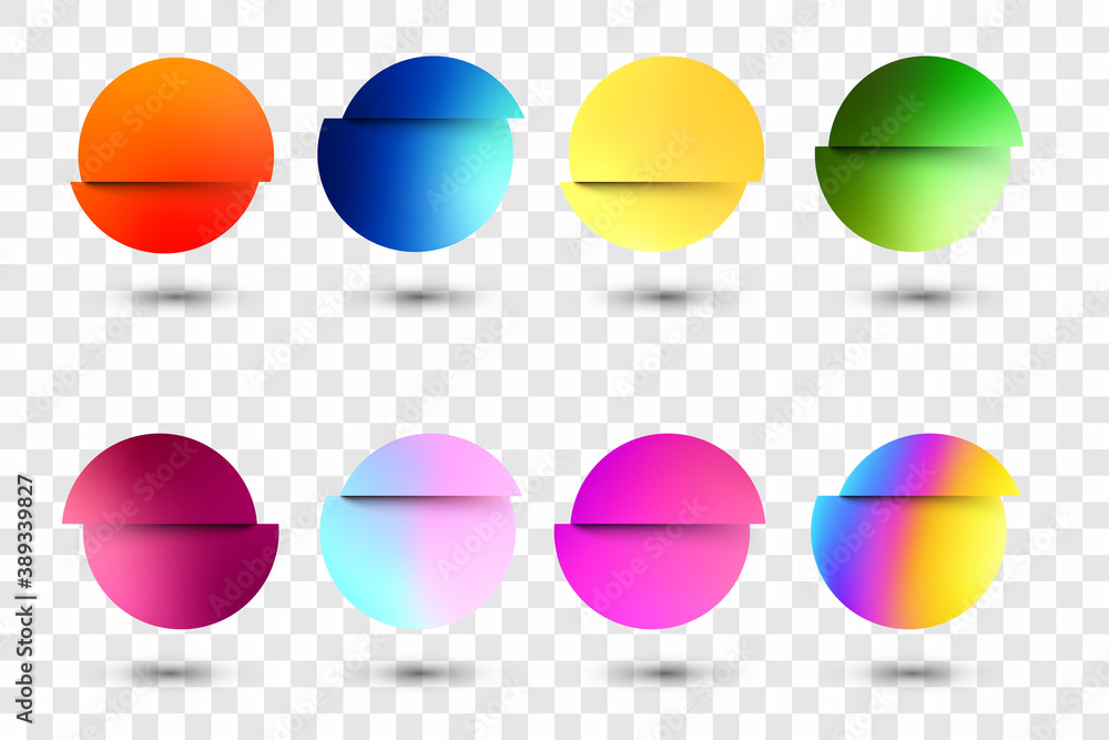 Poster set of deformed gradient circles in glitch style.
