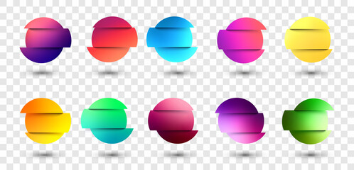 Set of deformed gradient circles in glitch style.