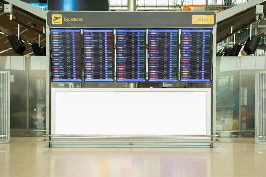 Blank Advertising Billboard At Airport Background Large LCD Advertisement