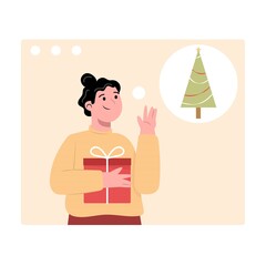 Woman with gift for christmas online