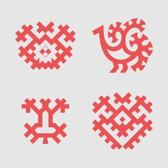 Patterns based on Khanty-Mansi Siberian folk ornaments set