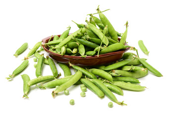 Fresh peas isolated on white background