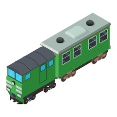 Passenger train icon. Isometric illustration of passenger train vector icon for web