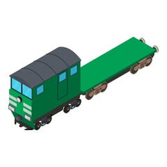 Railway flatcar icon. Isometric illustration of railway flatcar vector icon for web