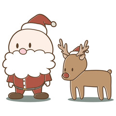 サンタとトナカイ1-手描きイラスト