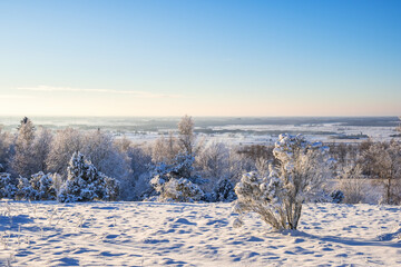 Beautiful winter landscape view at the countryside