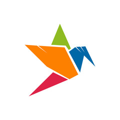 Origami bird logo design template