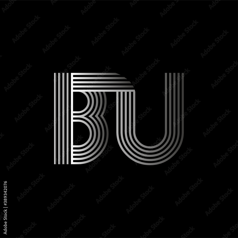 Wall mural Initial letter logo BU linked white colored, isolated in black background. Vector design template elements for company identity.