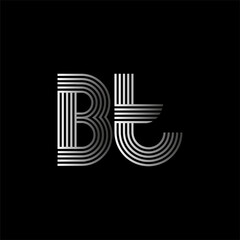 Initial letter logo BT linked white colored, isolated in black background. Vector design template elements for company identity.