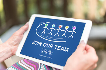 Join our team concept on a tablet