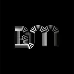 Initial letter logo BM linked white colored, isolated in black background. Vector design template elements for company identity.