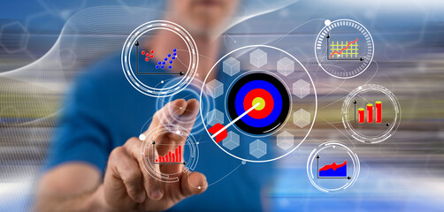 Man touching a target marketing concept