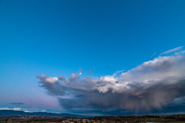 Winter colorful sunset in the countryside of Friuli-Venezia Giulia, Italy