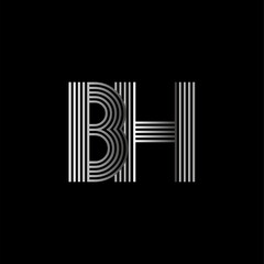 Initial letter logo BH linked white colored, isolated in black background. Vector design template elements for company identity.