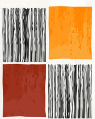 Illustration vector EPS 10 print hand draw painted abstract shapes geometry contemporary aesthetic boho mid century modern art Scandinavian nordic design style
