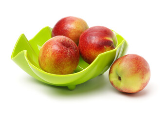 ripe peach on white background