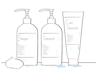 シャンプー＆トリートメント、コンディショナーのセット白/泡/水滴