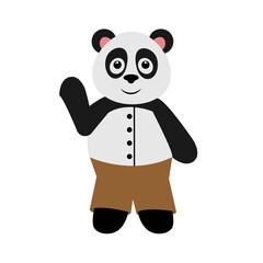 cute cartoon Panda boy in brown shorts