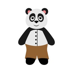 cute cartoon Panda boy in brown shorts