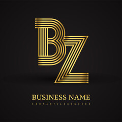 Letter BZ linked logo design. Elegant golden colored symbol for your business or company identity.