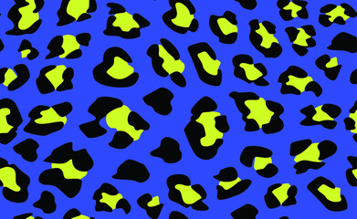 Plakat Seamless vector leopard pattern. Trendy stylish wild gepard, leopard print. Animal print background for fabric, textile, design, advertising banner.