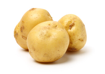 Fresh potatoes on white background.