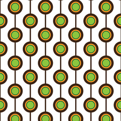 Green, orange, and brown circles pattern isolated on white background. Wallpaper design.