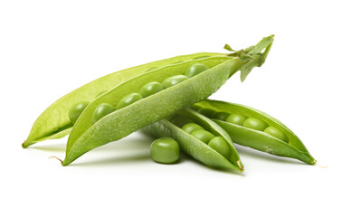 Fresh peas isolated on white background