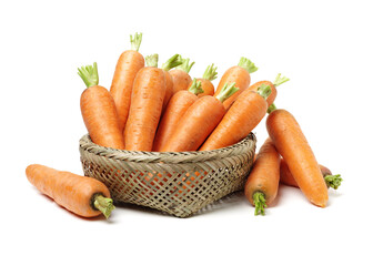 carrots in a basket isolated