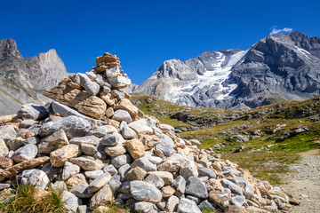 Grande Casse Alpine glacier landscape in French alps.