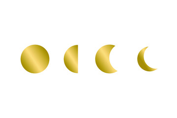 Golden Moon phases astronomy icon set Vector Illustration on the white background.