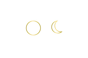 Golden Moon phases astronomy icon set Vector Illustration on the white background.