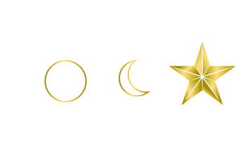Obraz premium Golden Moon phases astronomy icon set Vector Illustration on the white background.