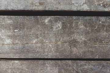 aged wood plank flooring, with cracks, betas, weathered, dark color