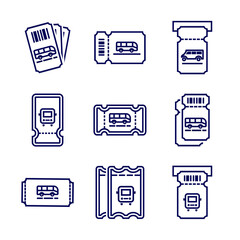 Set of Bus Ticket icon design logo vector template, Icon Symbol, Creative design concept
