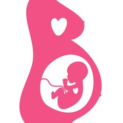 Silhouette of pregnant woman and heart