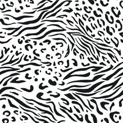 Fototapeta na wymiar Seamless vector zebra leopard pattern. Trendy stylish wild stripes print. Animal print background for fabric, textile, design, advertising banner etc.