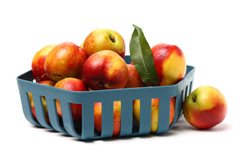 ripe peach on white background