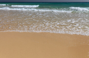 Fuerteventura, Canary Islands, wide sandy Playa del Matorral beach on Jandia peninsula