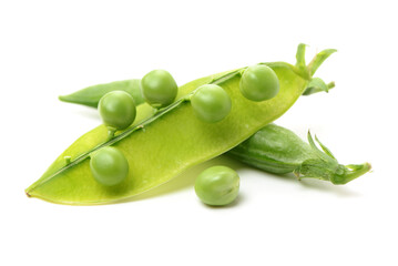 Fresh peas isolated on white background