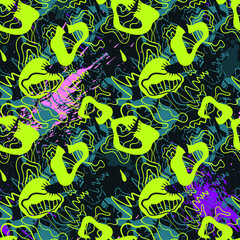 Naklejka premium Seamless abstract psychedelic colorful pattern