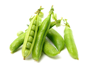 Fresh peas isolated on white background