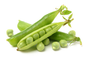 Fresh peas isolated on white background