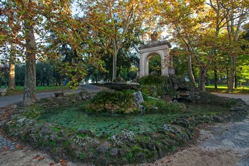 Fontana di Esculapio (Fontana del Fiocco) within the Villa Borghese gardens in Rome	